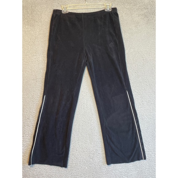 Adidas Fleece Lounge Pants Womens Small Black Side Stripe Comfy Warm Activewear - Picture 1 of 10